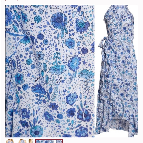 NWT Poupette St. Barth Floral Wrap Maxi Dress in Blue Naïf. Size XS - Picture 3 of 7